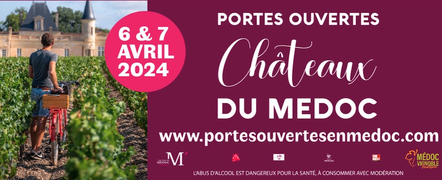 Portes ouvertes dans le medoc we 2024 avril degustation de vin et visites de chateaux et propriétés viticoles