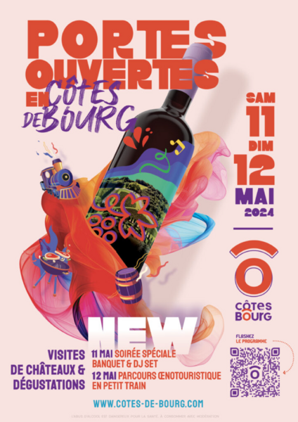 Affiche Cotes de bourg aoc visites evenements we week end 2024 vignoble bordelais tous o chais degustation